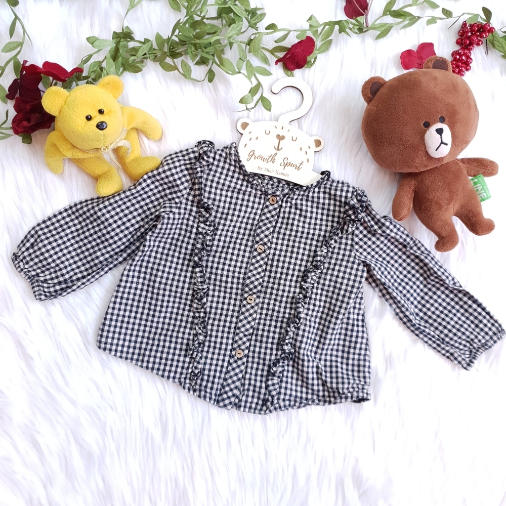 ZARA Baby Girl Gingham B&W Shirts 18-24M